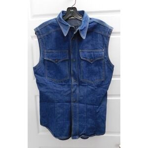 Men's Dolce & Gabbana Denim Shirt Sleeveless Vest Snap Front Italy Size M